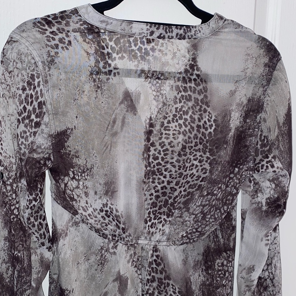 NWOT Express Animal Print Sheer Longsleeve Blouse - Picture 4 of 6